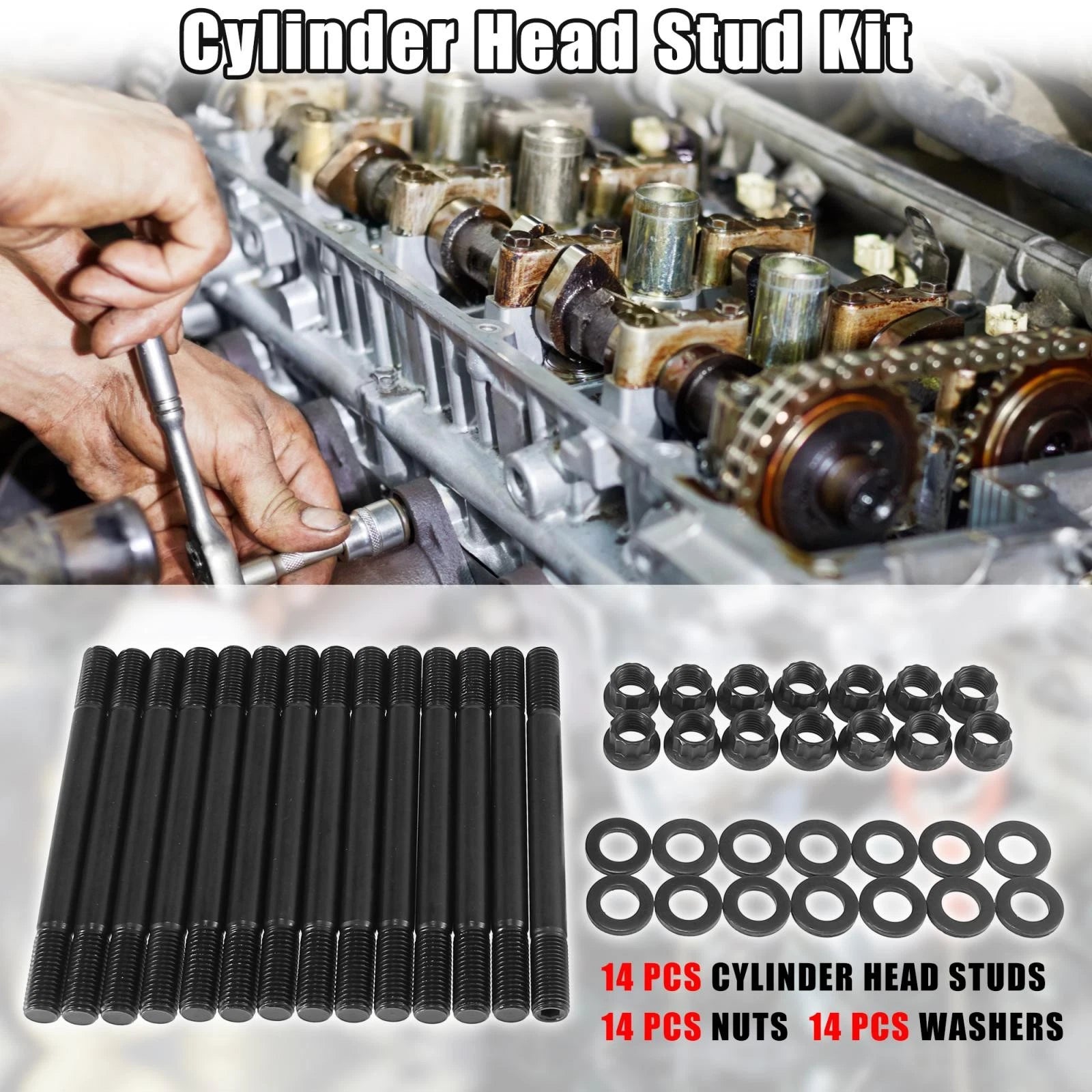 Cylinder Head Stud Kit for Nissan RB20 RB25 RB25DET RB20DET (1990–2002)
