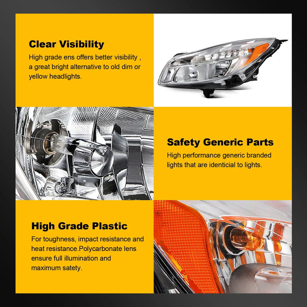 Headlight Assembly for Buick Regal (2011–2013) Left & Right with Bulbs