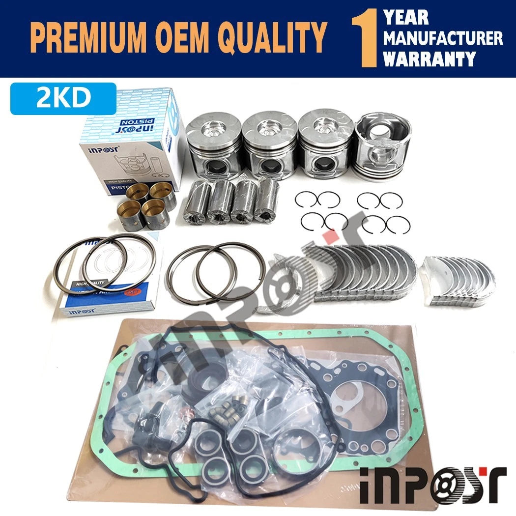 Rebuild Kit for Toyota 2KD 2KD-FTV (2000–2023) Piston Ring Gasket Bearing