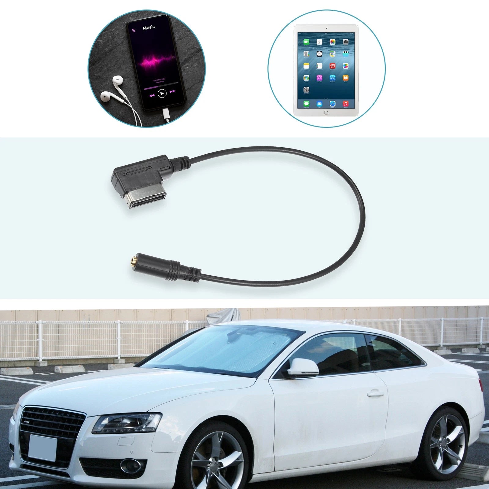 AMI MDI to AUX 3.5mm Female Jack Adapter for Audi 
