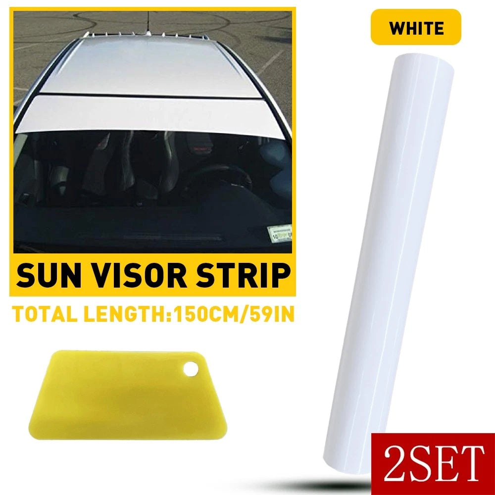Set of 2 Universal Windshield Banners White Decals 10"x60"