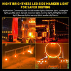 2X Amber LED Clearance Marker Lights for 12V-24V Vehicles Round EXV