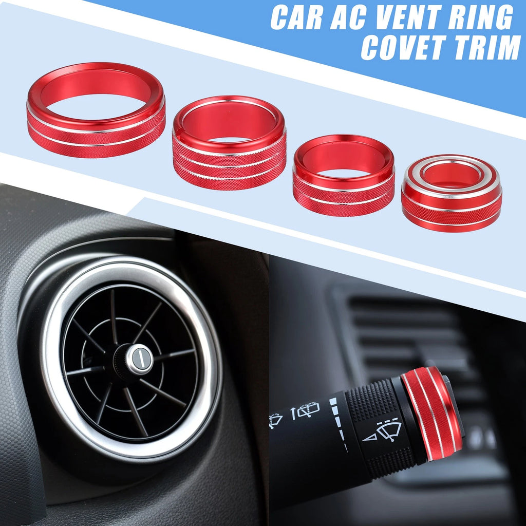 8 Pcs AC Vent Ring Cover Trim for GMC Sierra (2014–2018) Aluminum Red