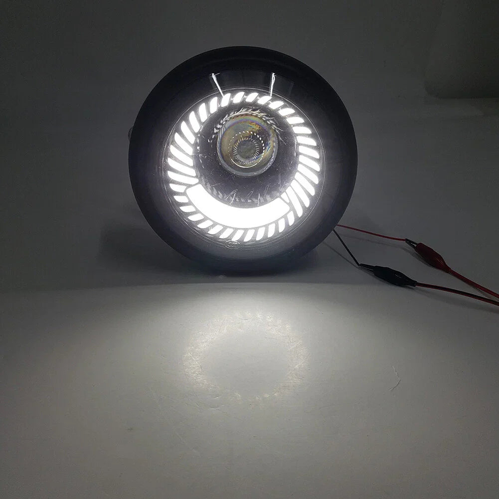 5-3/4" Switchback White LED Halo DRL Angel Eye Headlight for Motorcycle