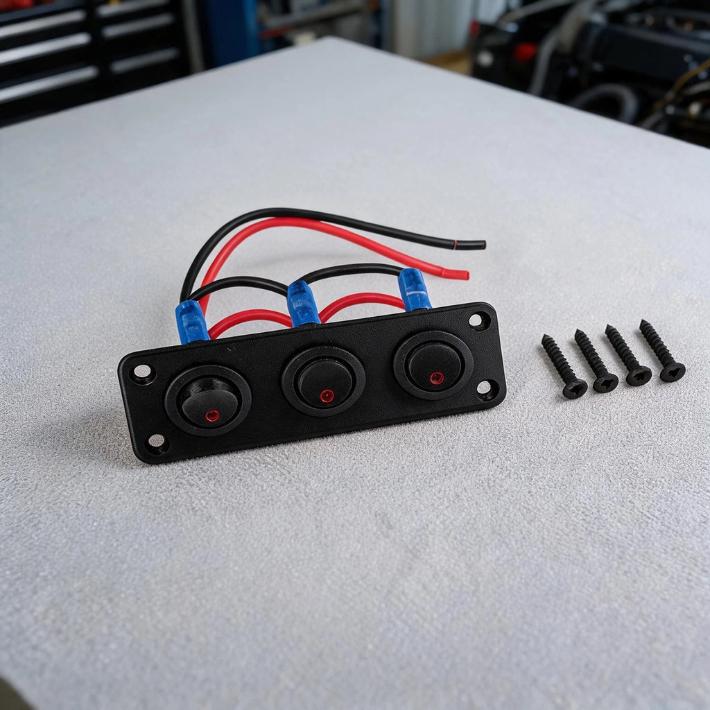 3 Gang Lighted Rocker Switch with Mounting Screws for Cars