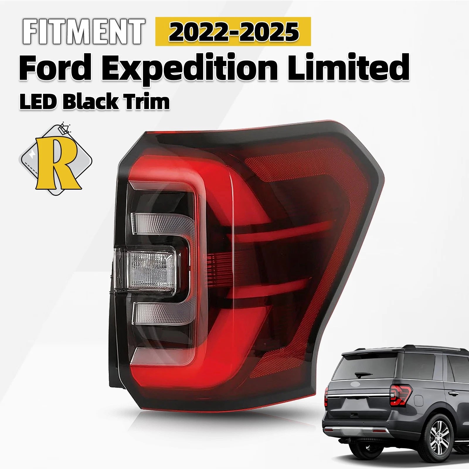 LED Tail Light for Ford Expedition Limited (2022–2025) Right Passenger Black Trim