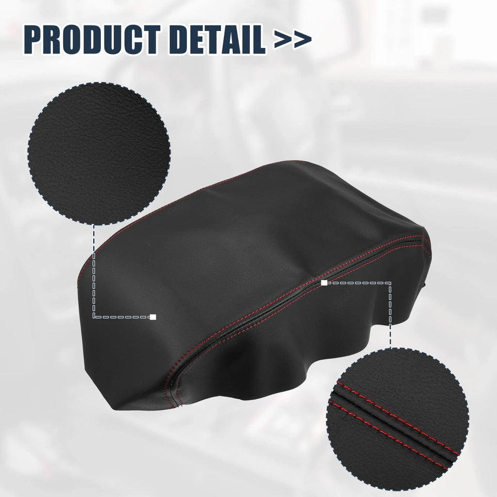 Microfiber Leather Armrest Cover for Nissan Maxima (2009–2014) Red Stitches