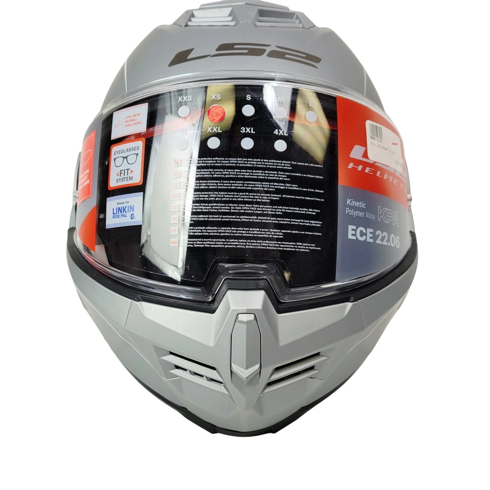 LS2 Matte Silver Advant Motorcycle Touring Helmet 906-1131 (Size XS)