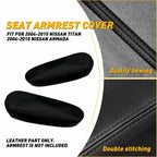 2X Black Microfiber Leather Front Seat Armrest Cover for Nissan Armada (2005–2015)