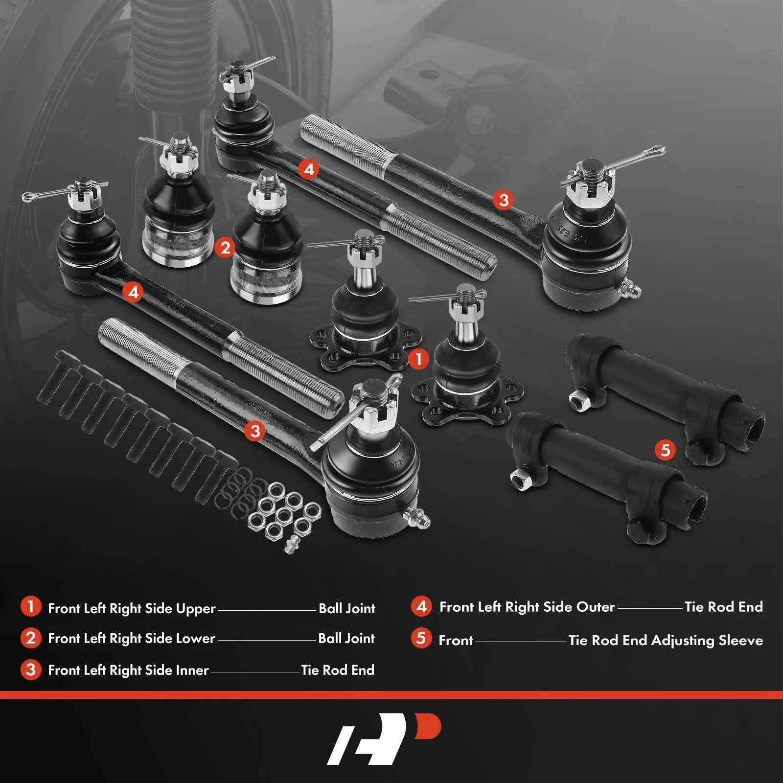 10x Tie Rod End Ball Joint for GMC Chevrolet C1500 C2500 (1988–1992)