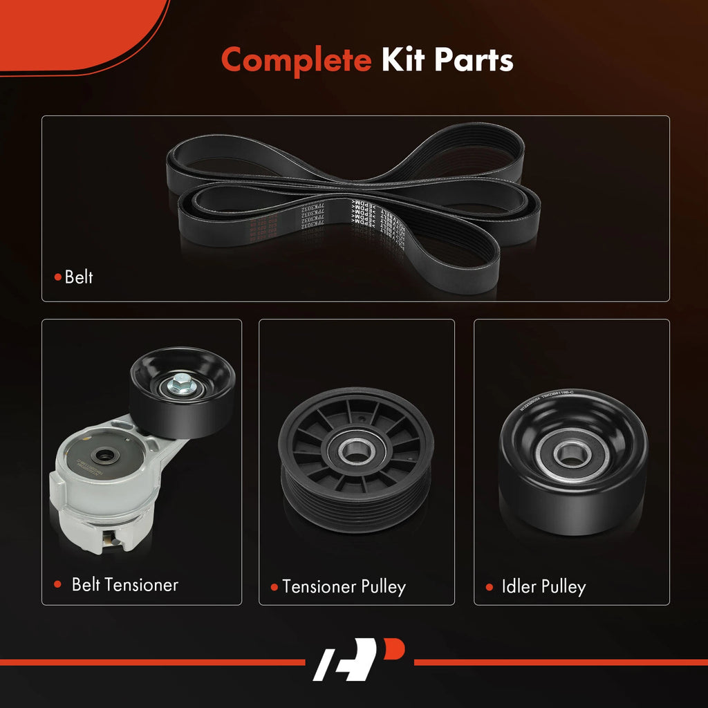 Set of 4 Serpentine Belt Drive Components for Ford F-250 F-350 (1994)