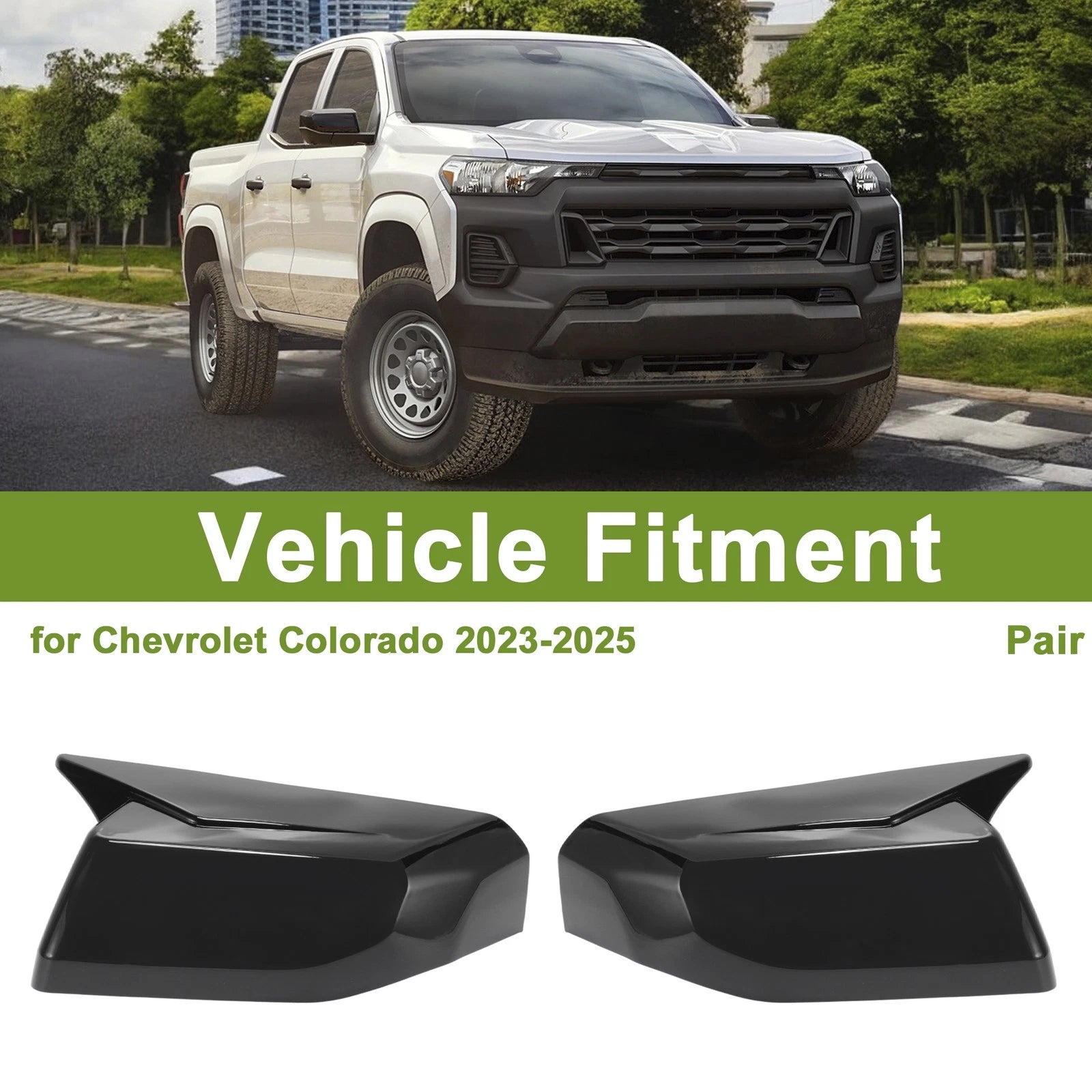 1 Pair Gloss Black Mirror Cover Caps for Chevrolet Colorado (2023–2025)