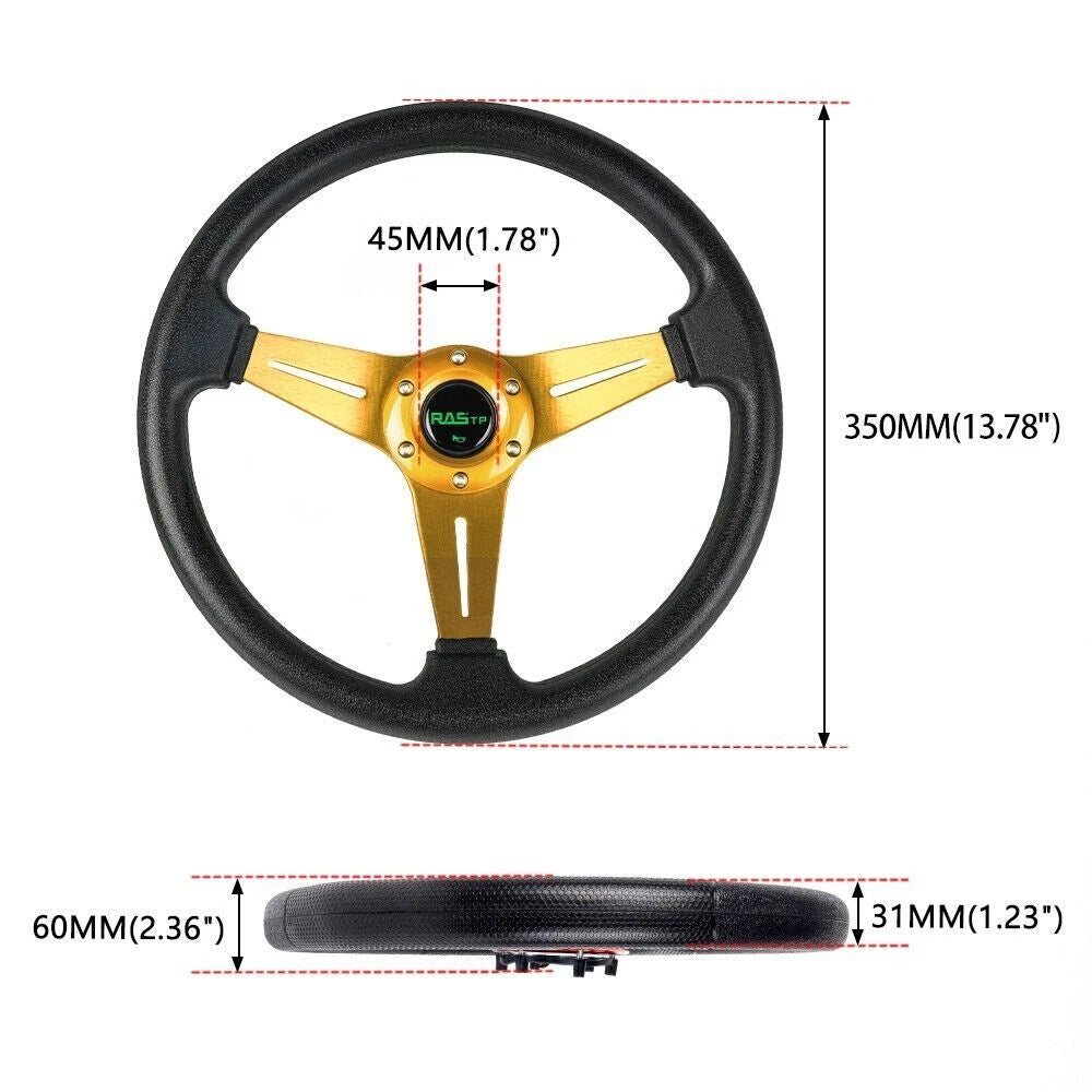 14" Deep Dish Steering Wheel for Universal Fit
