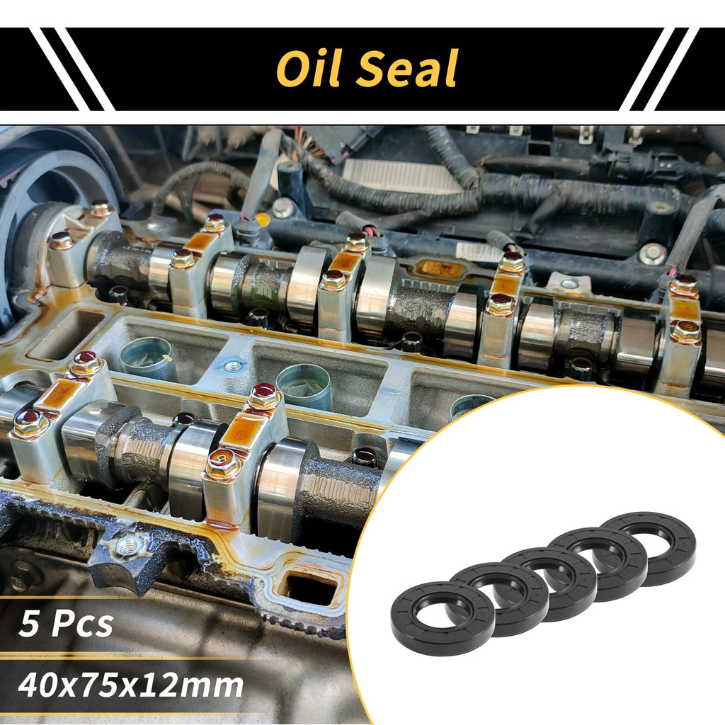 Set of 5 Oil Seal Ring for Rotary Shaft 40x75x12mm NBR Rubber