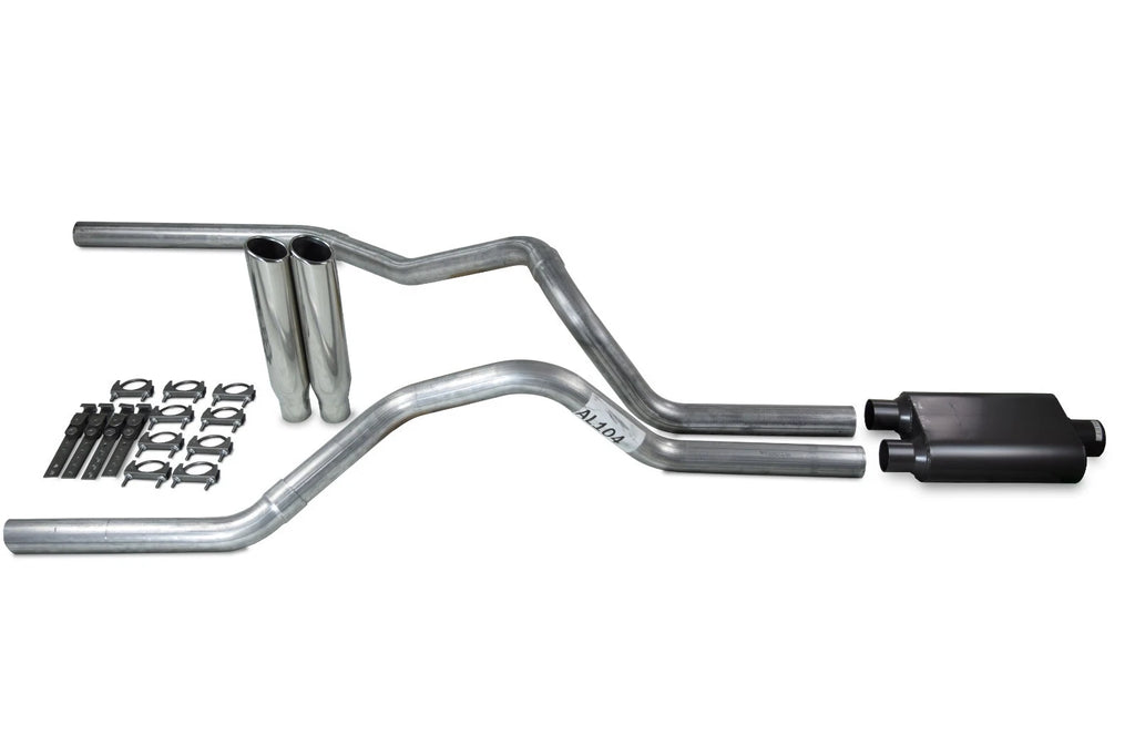 2.5" Dual Exhaust Kit for Ford F-150 (1998–2003) - 2 Chamber Muffler, Clamp on Tips