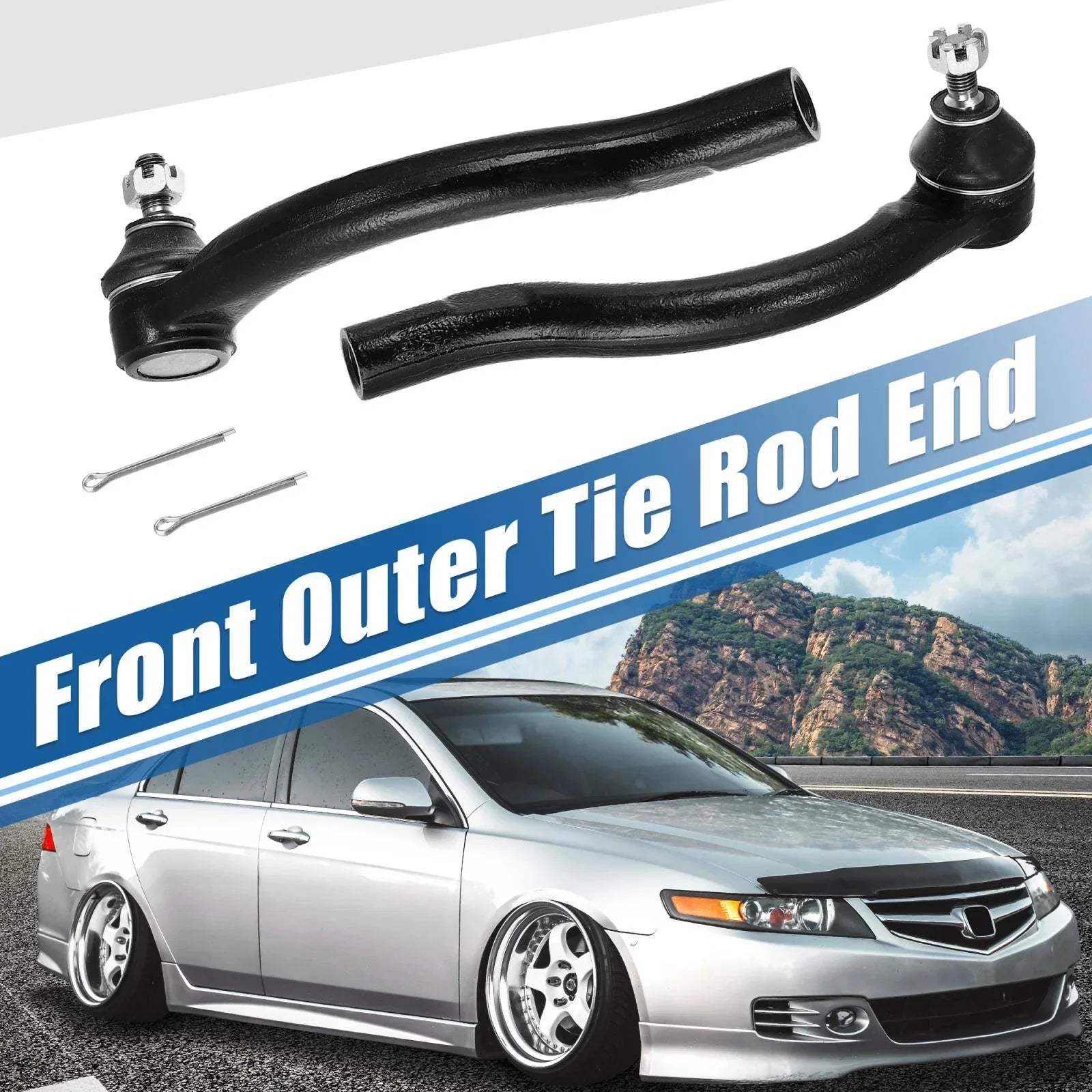 2 x Front Inner Outer Tie Rod End Links for Honda Acura TSX (2004-2008)
