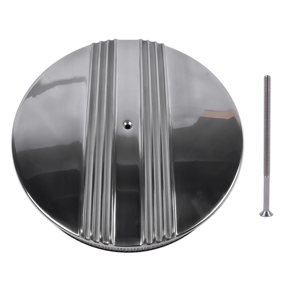 14" Half Finned Aluminum Air Cleaner for Universal Applications (Polished)