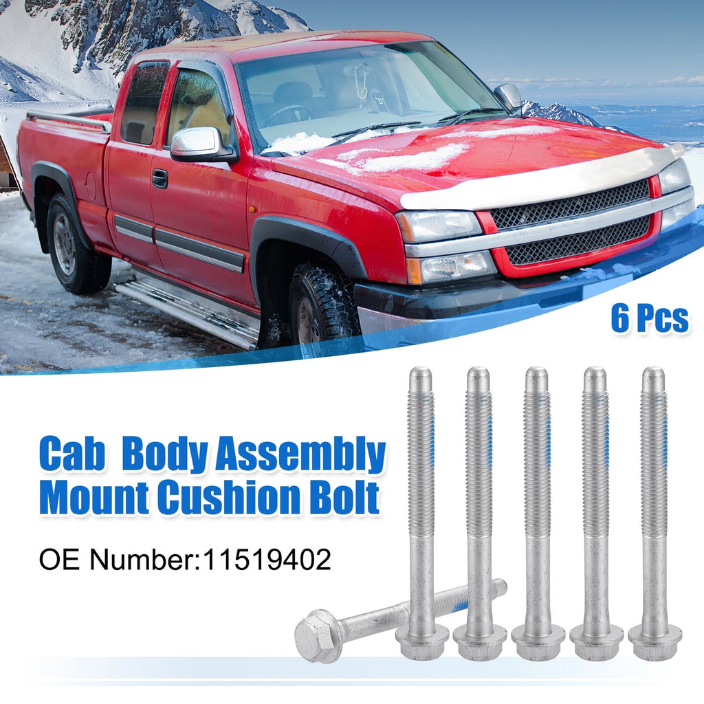 Set of 6 M12x1.75 Car Mount Cushion Bolts No.11519402 for Chevrolet Silverado 1500 (2014–2023)