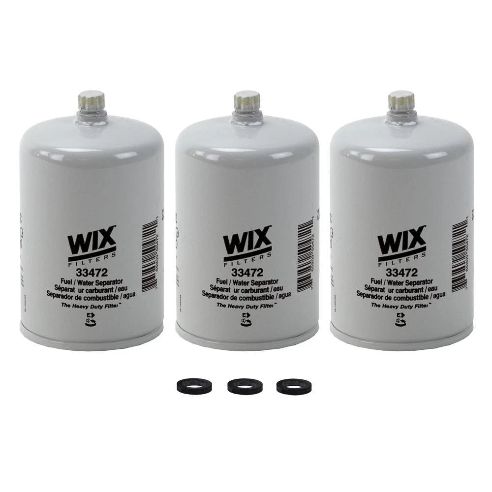 Set of 3 Wix 33472 Fuel Water Separator Filters for Heavy Duty Vehicles