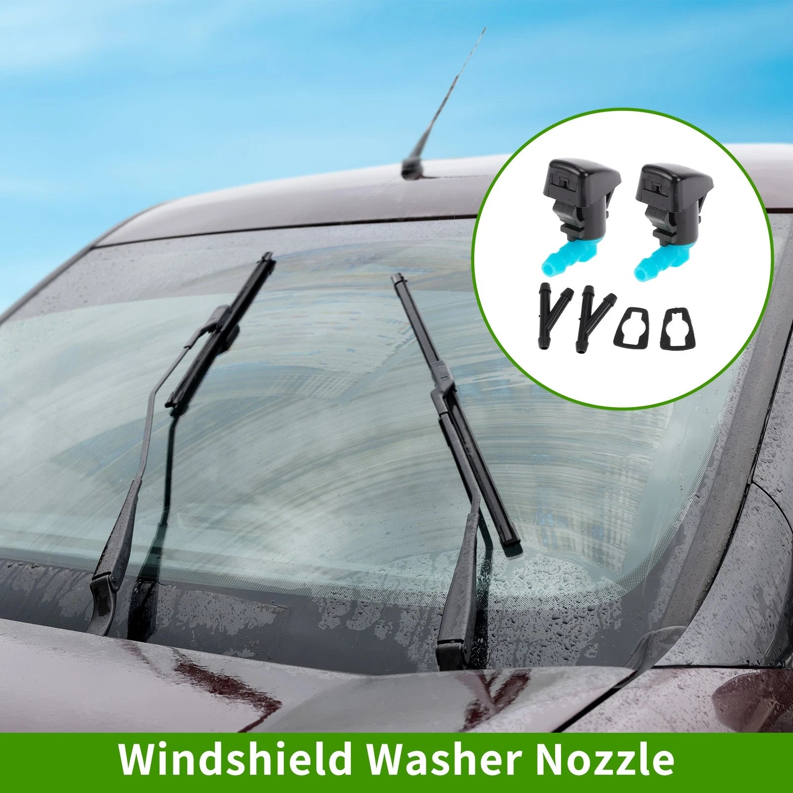 Windshield Washer Nozzle Set of 2 with Y Hose Connector for Lincoln (2007–2010)