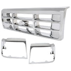 Chrome Mesh Grille Headlight Bezels for Ford F150 F250 F350 Bronco (1992–1997)