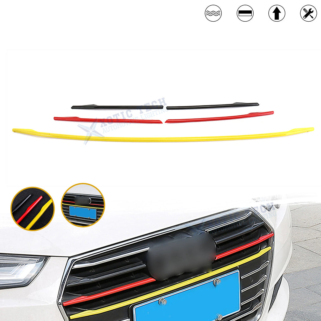 Tri-Color ABS Front Grille Cover Insert Stripe Trim for Audi A4 (2019–2019)