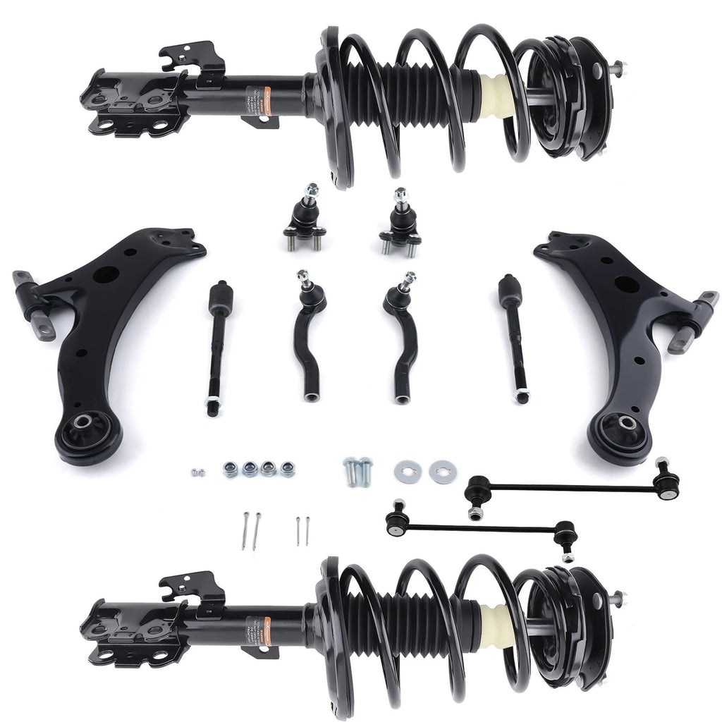 Set of 10 Front Struts w/ Control Arm Sway Bar Tie Rods for Lexus ES330 (2004–2006)