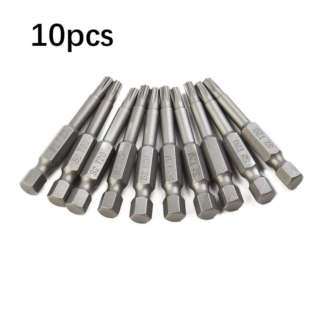 10Pcs Screwdriver Bit Set 1.97" Grey Alloy Steel for Automotive Use