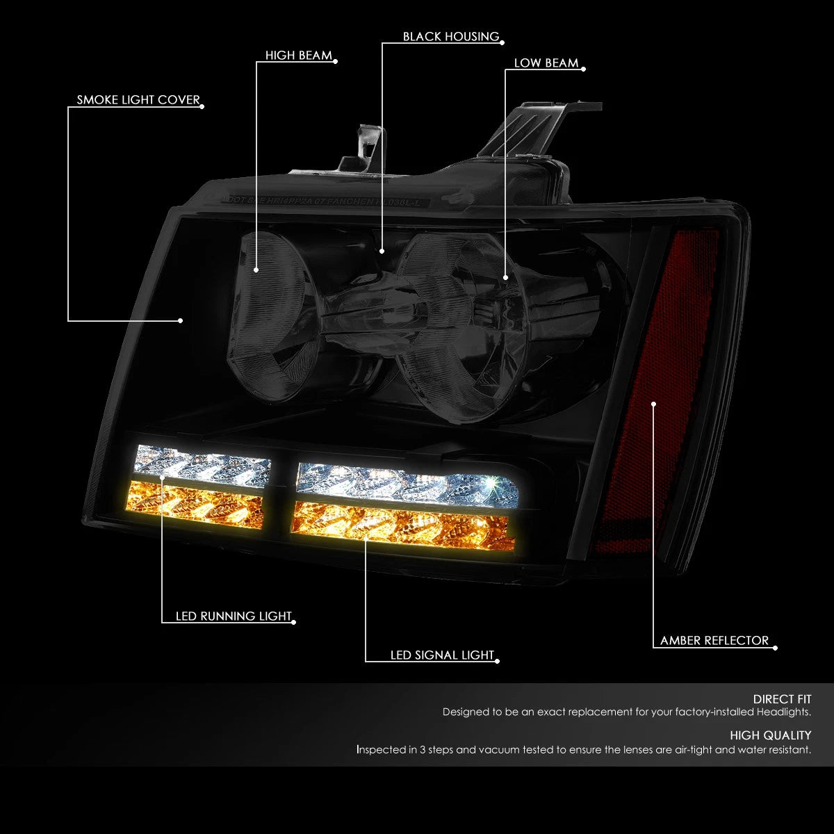 LED DRL Turn Signal Headlight Lamps for Tahoe Suburban (2007–2014)