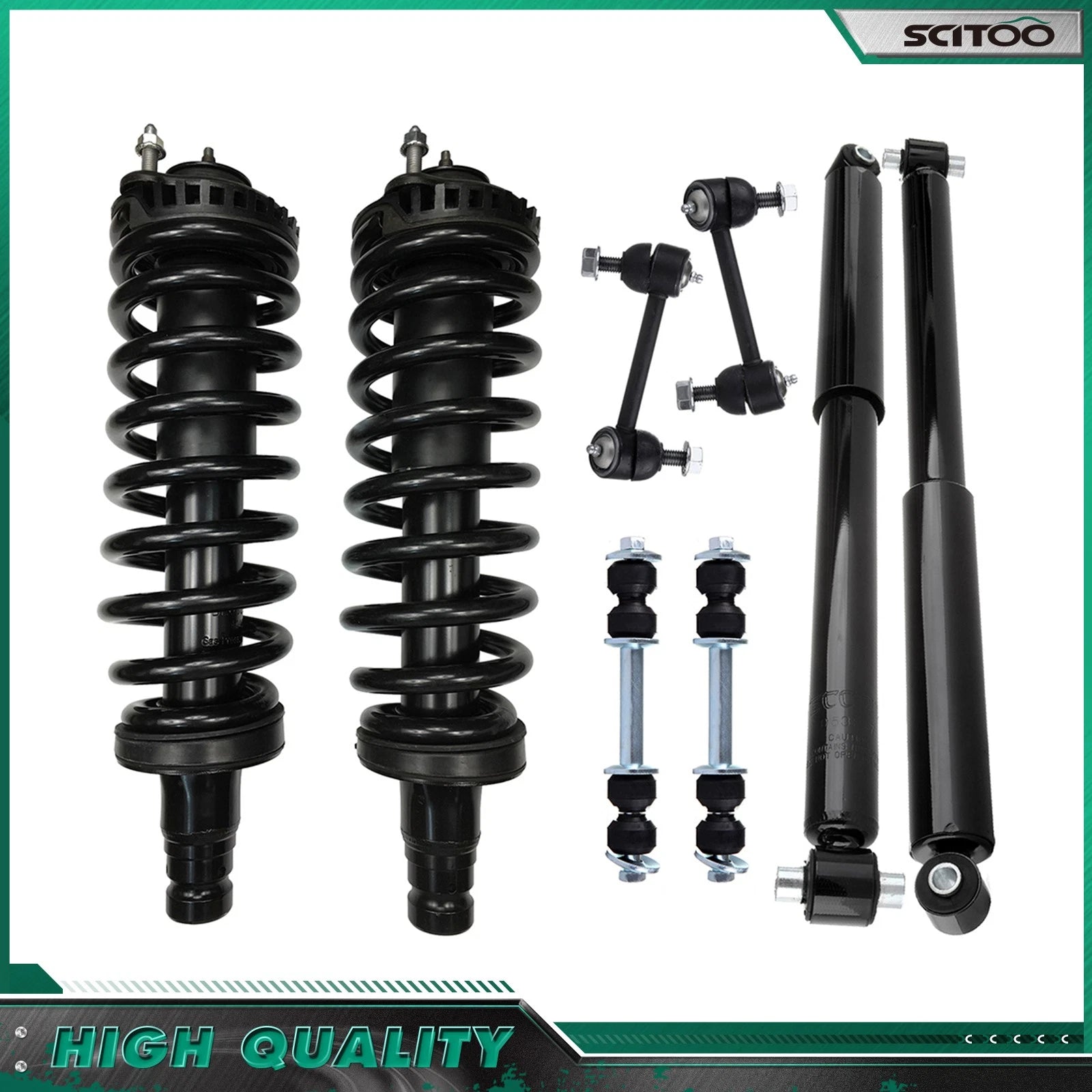 Set of 4 Front Struts Rear Shocks Sway Bar Link for Chevy Trailblazer GMC Envoy (2008–2009)