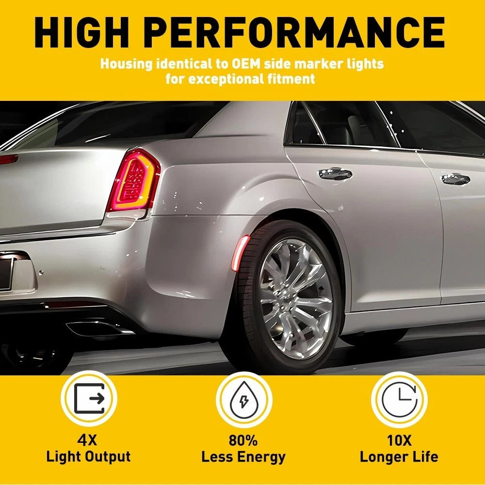 Red LED Side Marker Light for Chrysler 300 (2015–2023) Smoked Lens