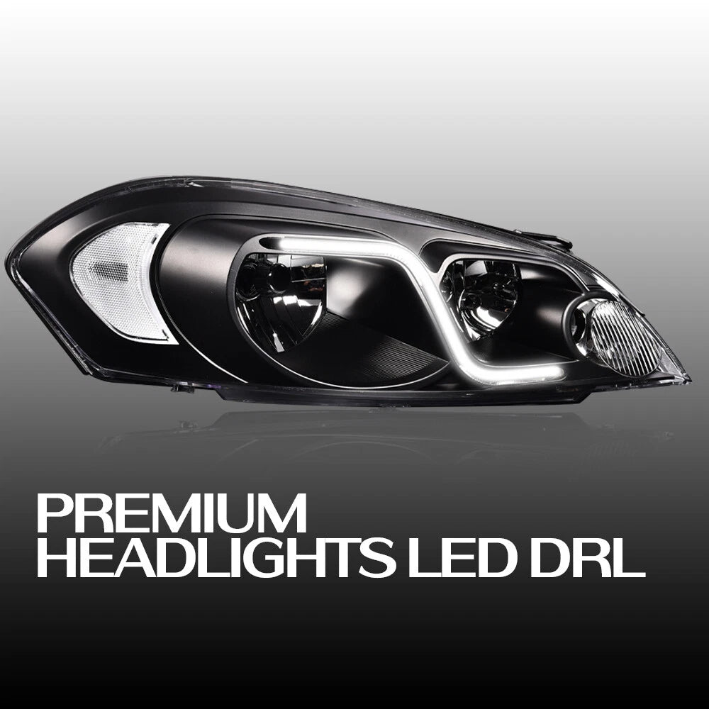 LED DRL Headlights for Chevy Impala (2006–2016) Black Housing