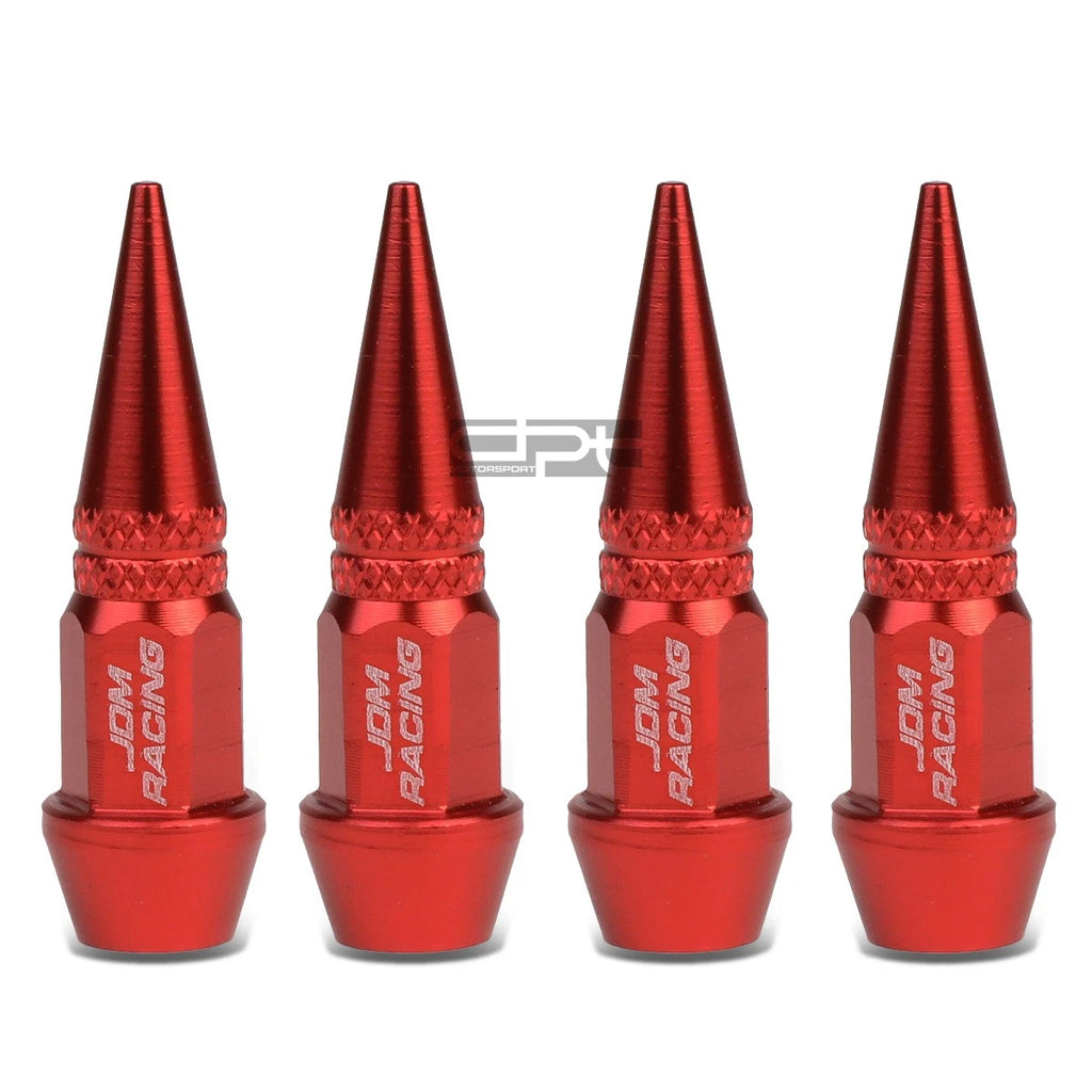 Set of 4 45mm Red Spiky Tire Rim Air Valve Dust Covers for Universal Fit