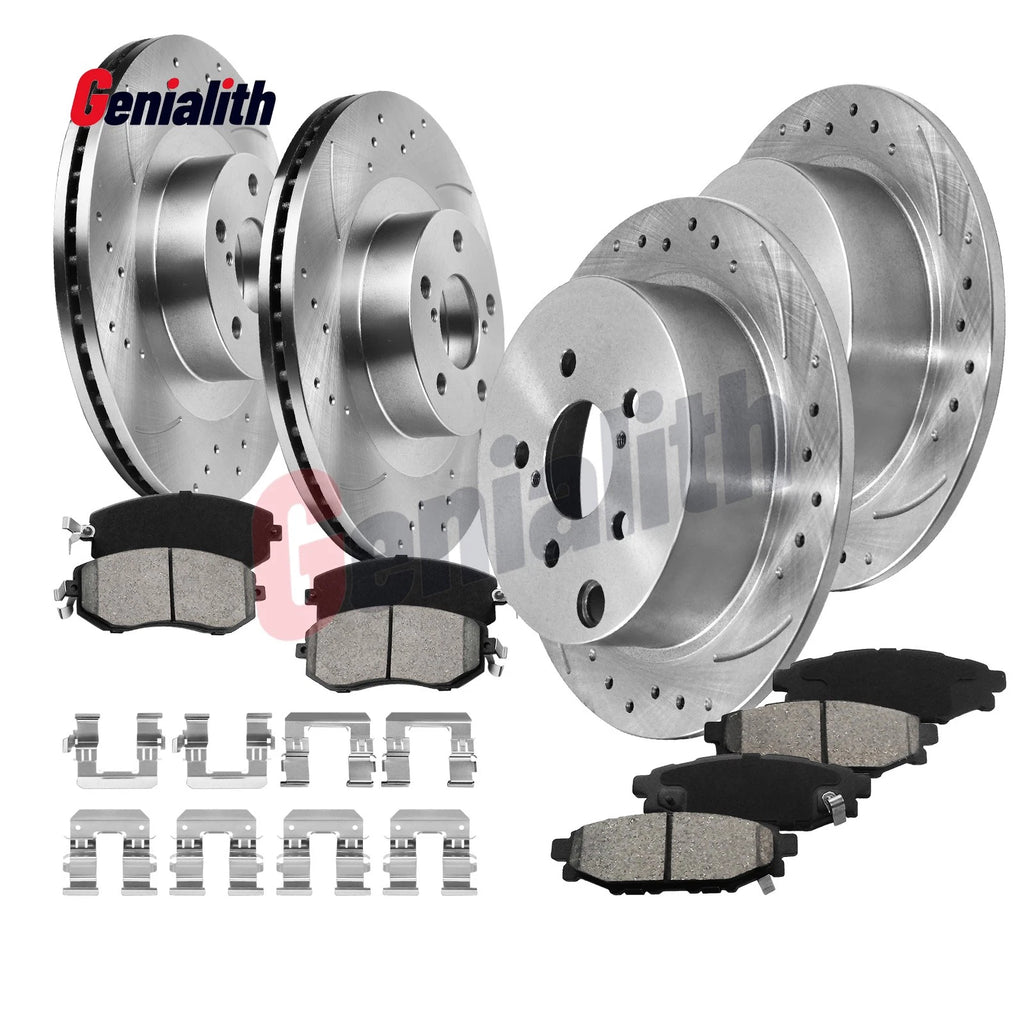 Front Rear Drilled Disc Brake Rotors Pads Kit for Subaru XV Crosstrek (2013–2015)