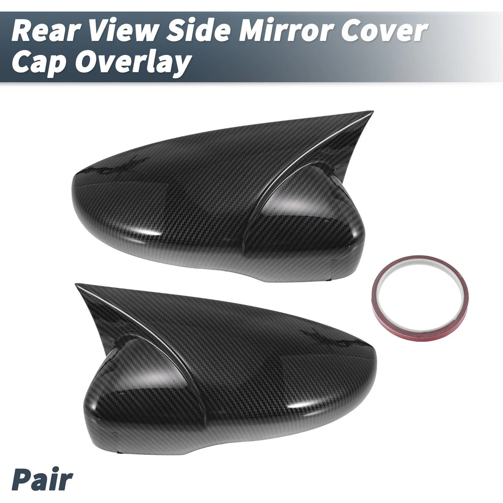 Pair Rearview Mirror Cover Overlay Black Carbon Fiber for Volkswagen Golf (2009–2013)