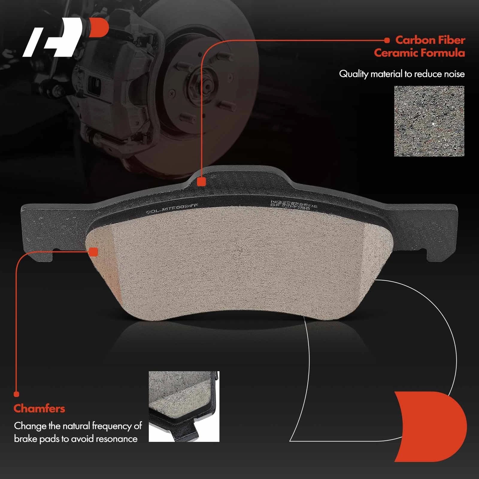 Set of 4 Front Ceramic Brake Pads for Ford Escape (2011-2012)