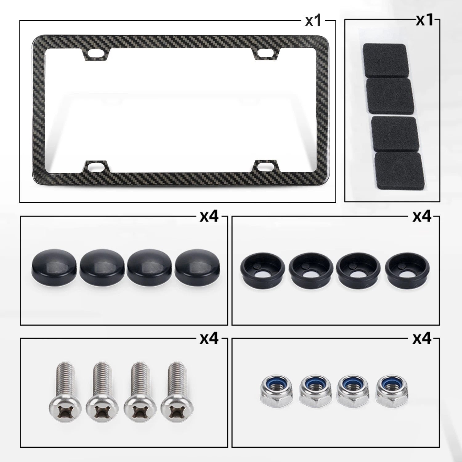 Carbon Fiber License Plate Frame for Universal Vehicles (4 Holes)
