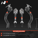 Set of 4 Front Inner & Outer Tie Rod Ends for Honda Civic (2012–2015)