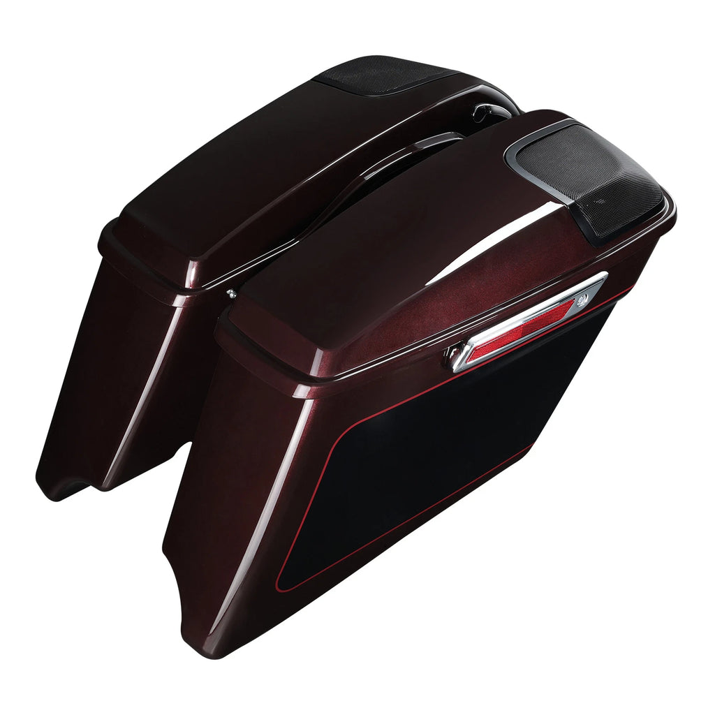 4" Stretched Saddlebags for Harley Touring (2014–2023) Midnight Crimson/Vivid Black