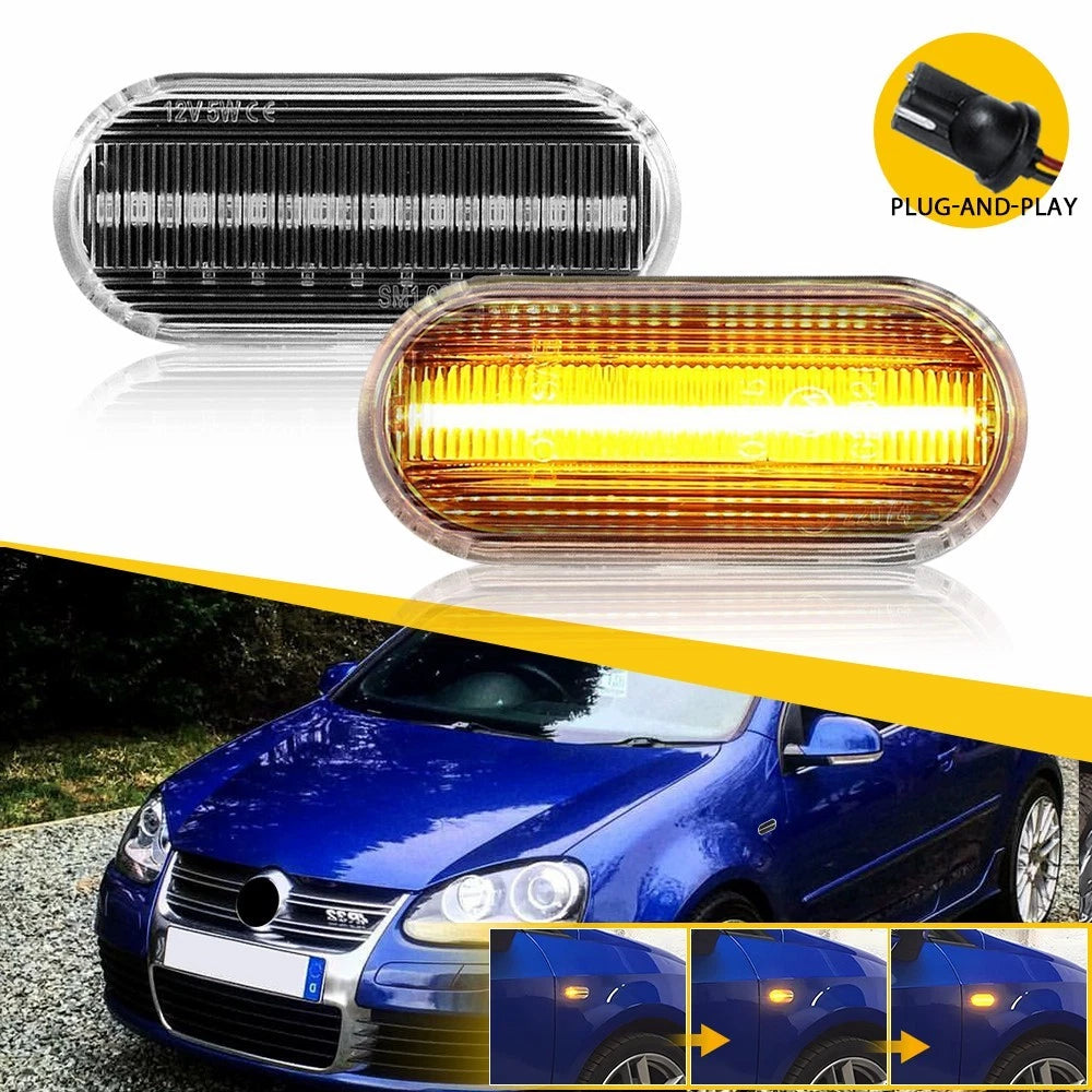 2X Dynamic Front LED Fender Side Marker Lights for VW Golf Jetta Passat (1999–2005)