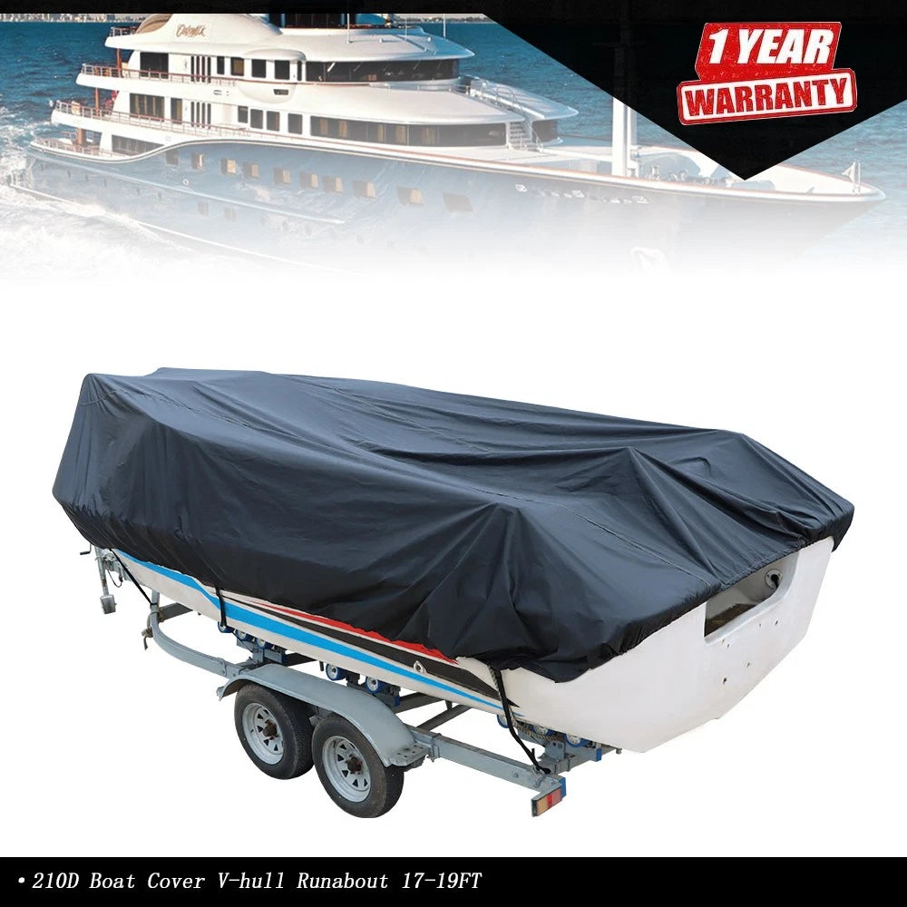 210D Waterproof Boat Cover for V-Hull Runabout 17-19FT (Fits Various Models)