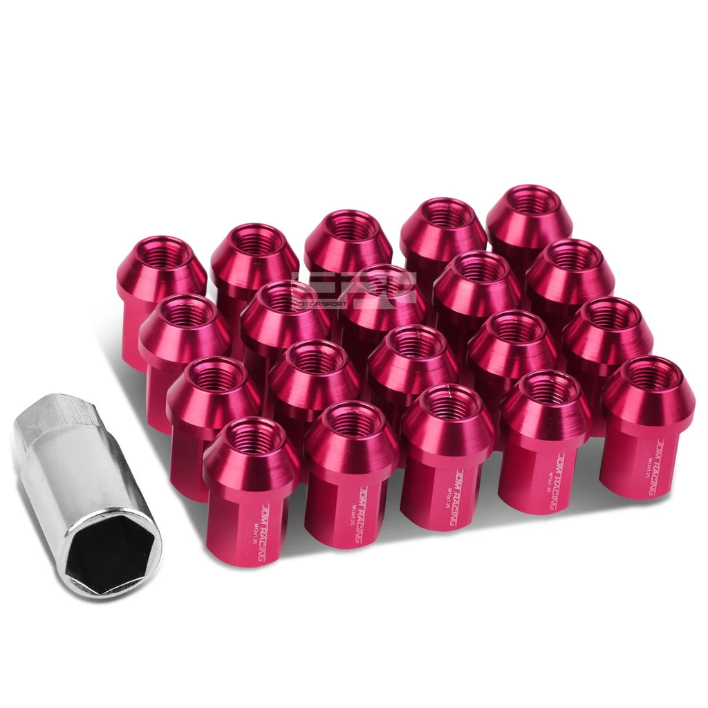 20 PCS Closed End M12x1.25 35mm Tall Pink Aluminum Lug Nuts for JDM Vehicles