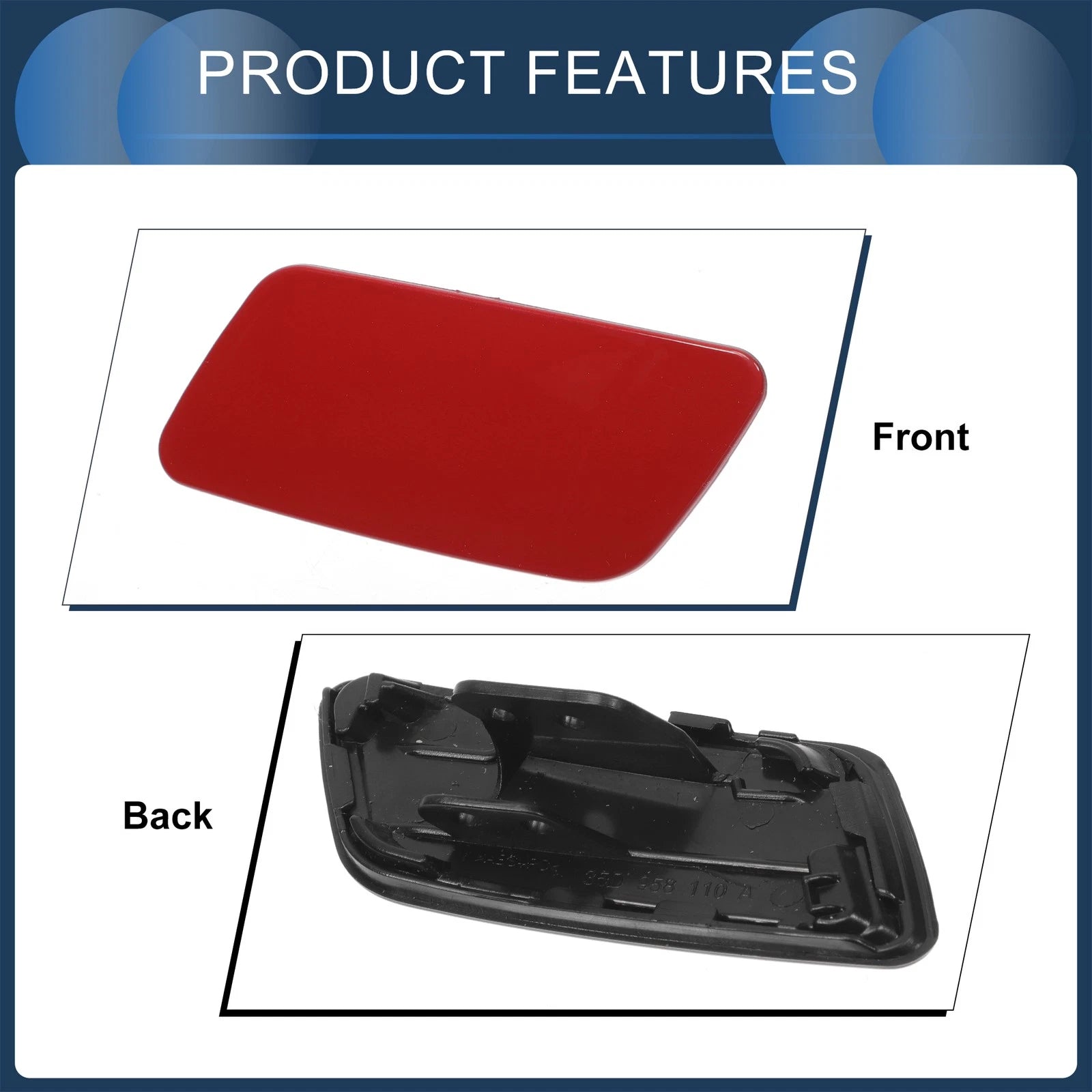 Front Right Washer Nozzle Cover Cap for Volkswagen Passat CC (2008–2012) Red
