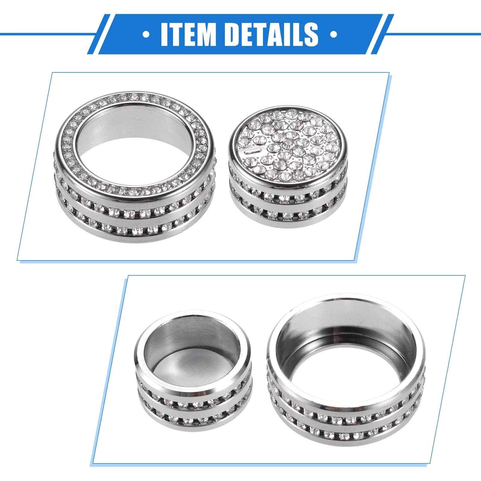 Set of 4 AC Audio Volume Tune Switch Knob Ring Covers for Toyota Camry 