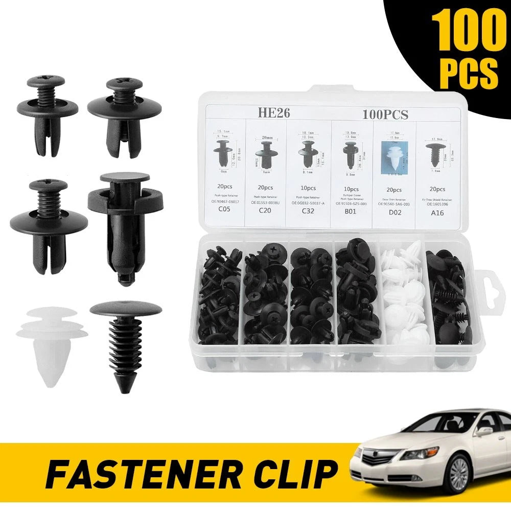 100Pc Fender Trim Retainer Fastener Clips for