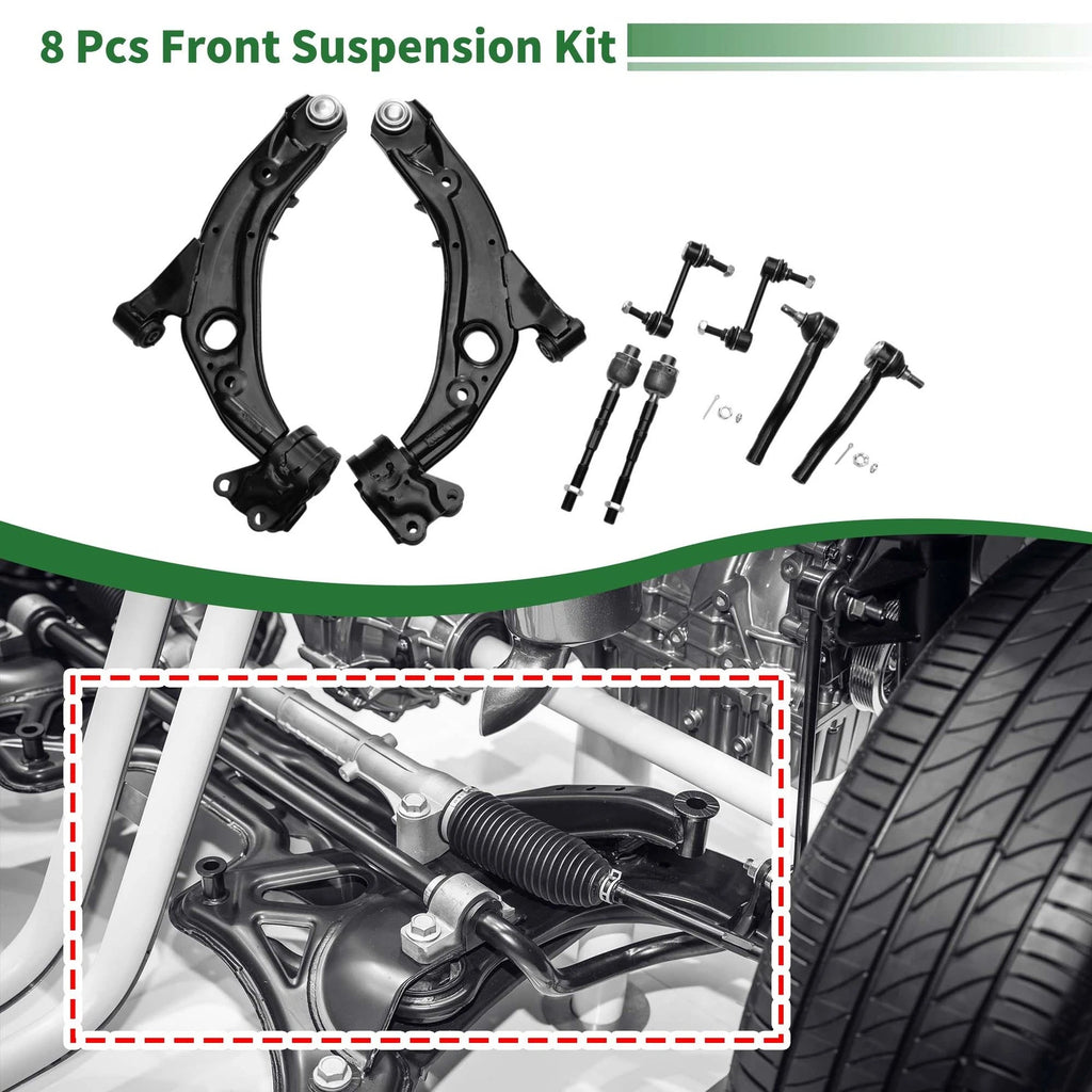 8 Pcs Front Lower Control Arms for Ford Edge (2007–2014) No.K620486/K620487/ES800473