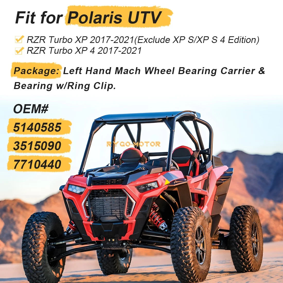 Left Hand Wheel Bearing Carrier & Bearing Kit for Polaris RZR XP Turbo (2017–2021)
