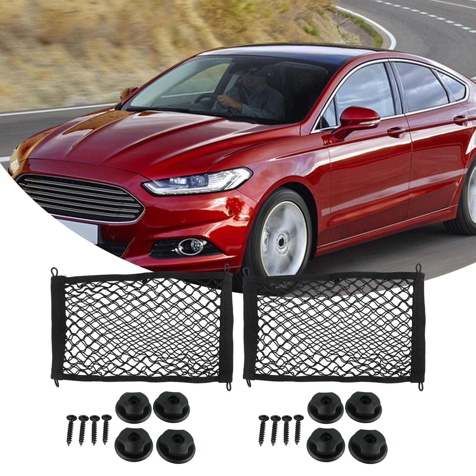 2 x Practical Car Cargo Net / Trunk Side Storage Mesh Bag for Car