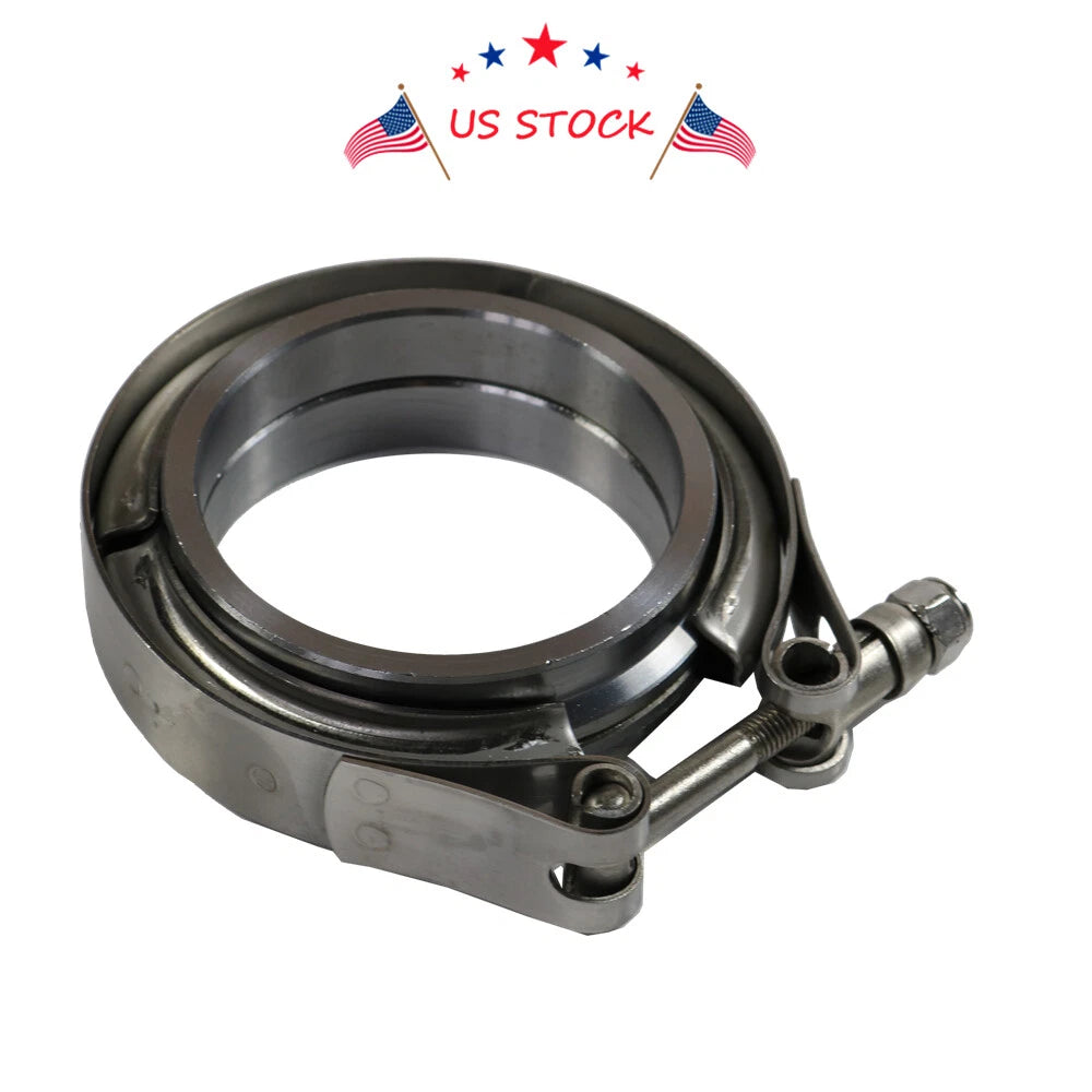 2X V-Band Flange & Clamp Kit for Turbo Exhaust Downpipes (Fits Various Models)