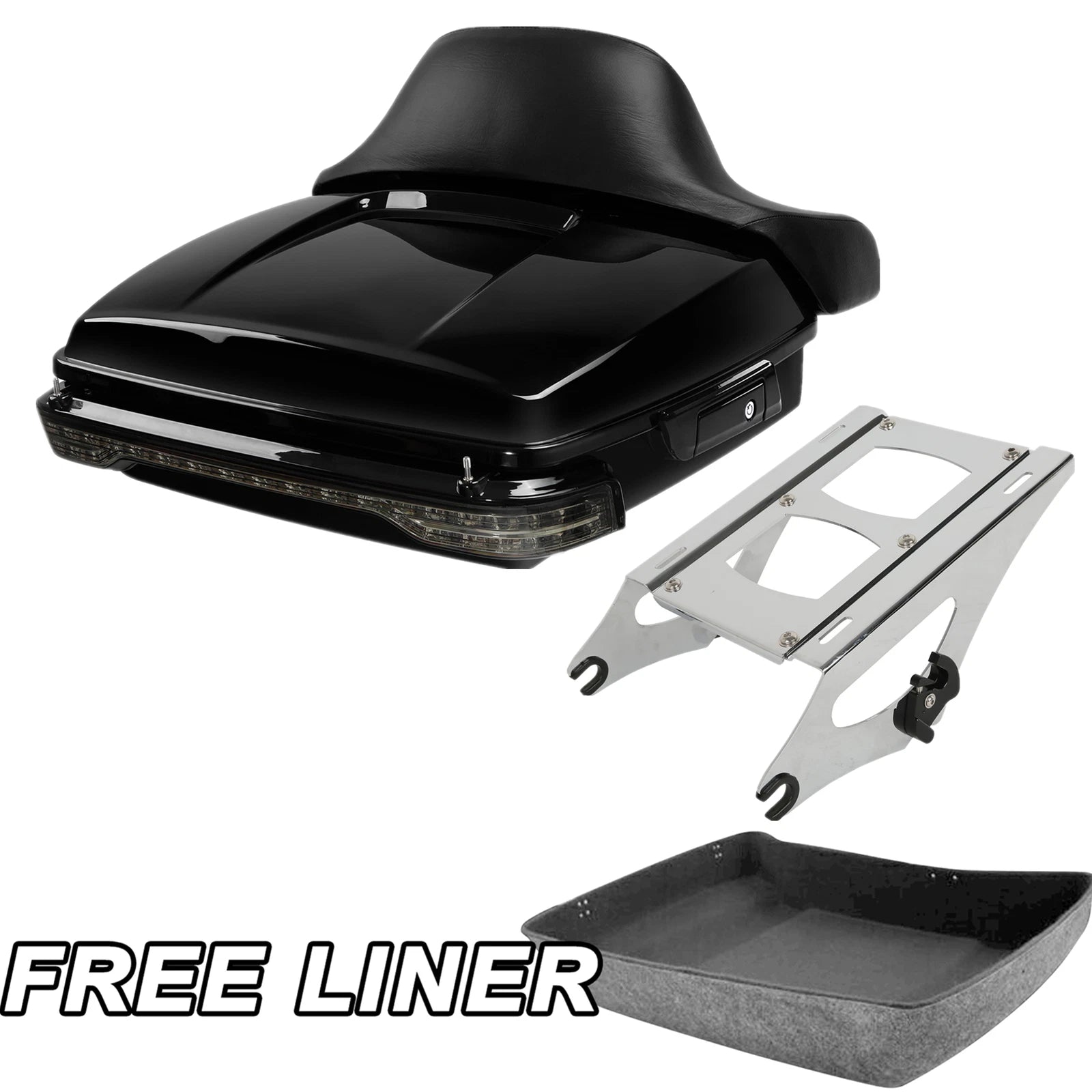 Black Chopped Trunk Pad Tail Light Mount for Harley Electra Street Glide (2014–2023)